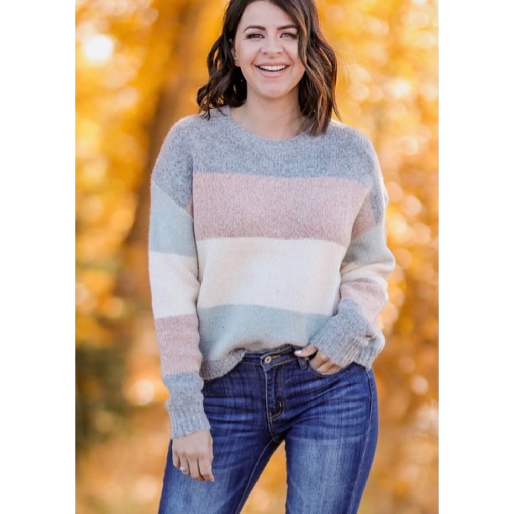 Fuzzy striped sweater